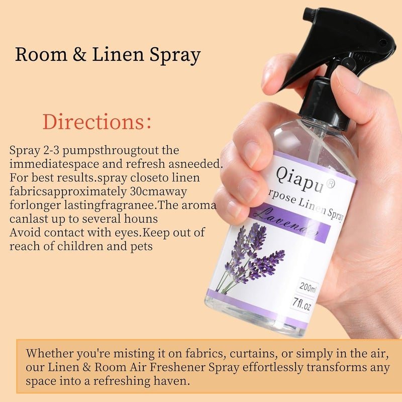 Qiapu Lavender & Green Tea Linen Spray – Natural Air Freshener Mist for Pillows, Sheets, and Fabrics with Essential Oils for Relaxation and Sleep 2PCS - Image 4